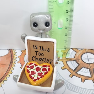 Pizza My Heart Robot Figurine Resin Desk Shelf Decor Gift image 7