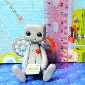 Gaming boy Robot Resin Art Toy Figure Kawaii Desk Friend Gift image 7