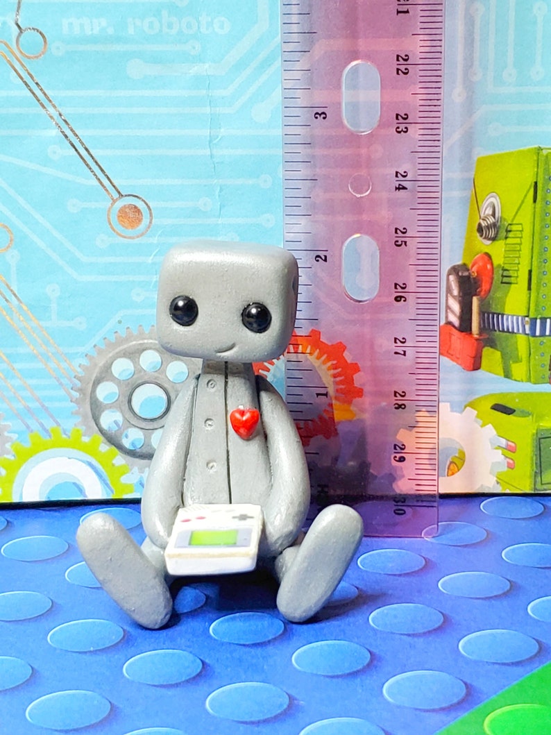 Gaming boy Robot Resin Art Toy Figure Kawaii Desk Friend Gift image 7