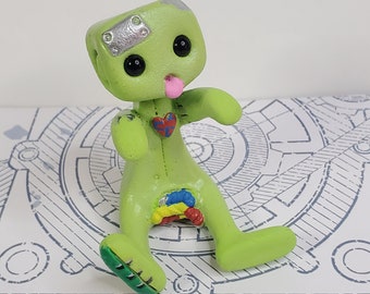 Zombie Robot Figure (Green) Resin Art Toy Kawaii Desk Friend Gift