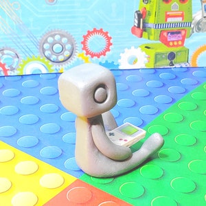 Gaming boy Robot Resin Art Toy Figure Kawaii Desk Friend Gift image 6