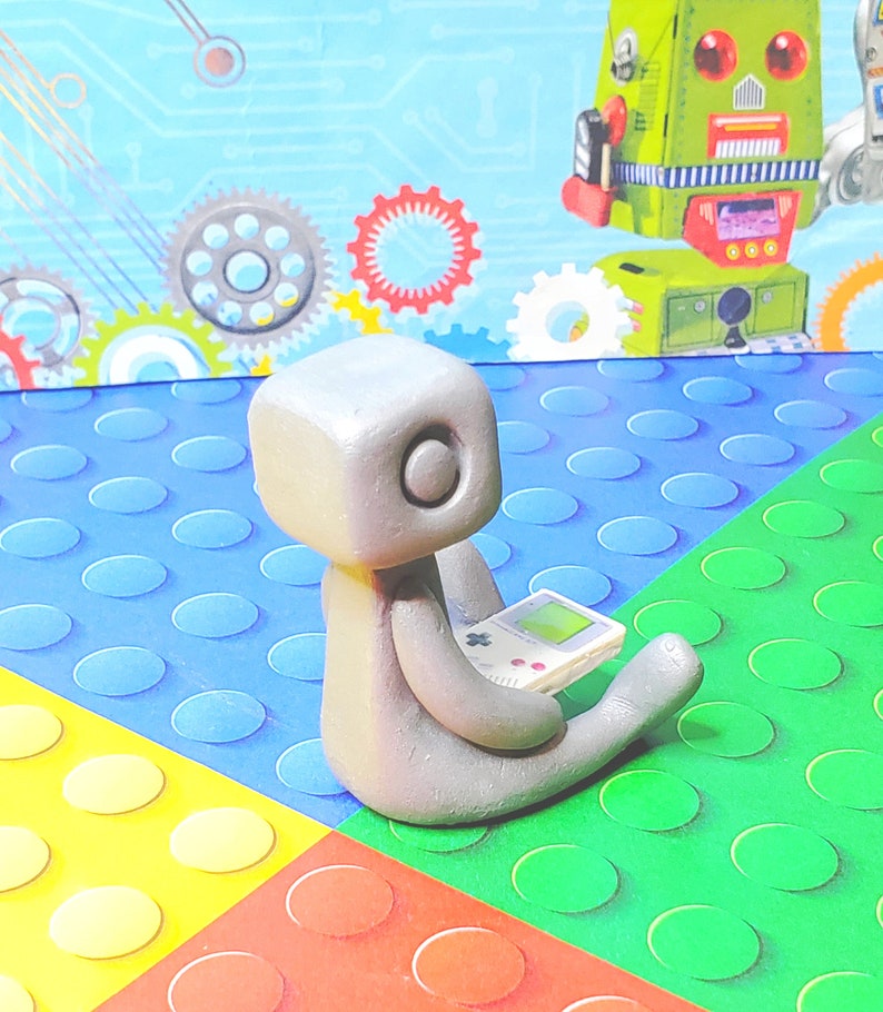 Gaming boy Robot Resin Art Toy Figure Kawaii Desk Friend Gift image 6