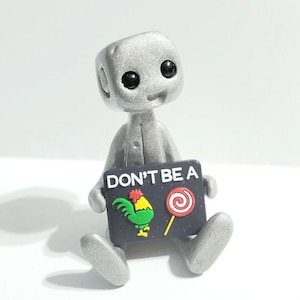 Rude Robot Figurine Resin Art Toy Mental Health Kawaii Desk Buddy