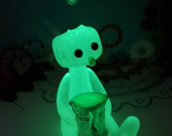 Radioactive Robot glows in the dark Robot Figure  Resin Art Toy Kawaii Desk Friend Gift