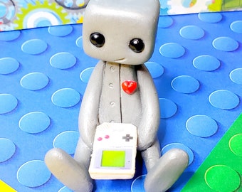 Gaming boy Robot Resin Art Toy Figure Kawaii Desk Friend Gift