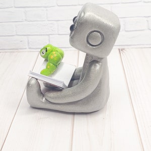 Book Worm Robot Figure Resin Art Toy Book Lover Gift Desk Decor image 4