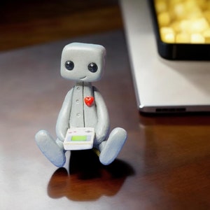 Gaming boy Robot Resin Art Toy Figure Kawaii Desk Friend Gift image 2