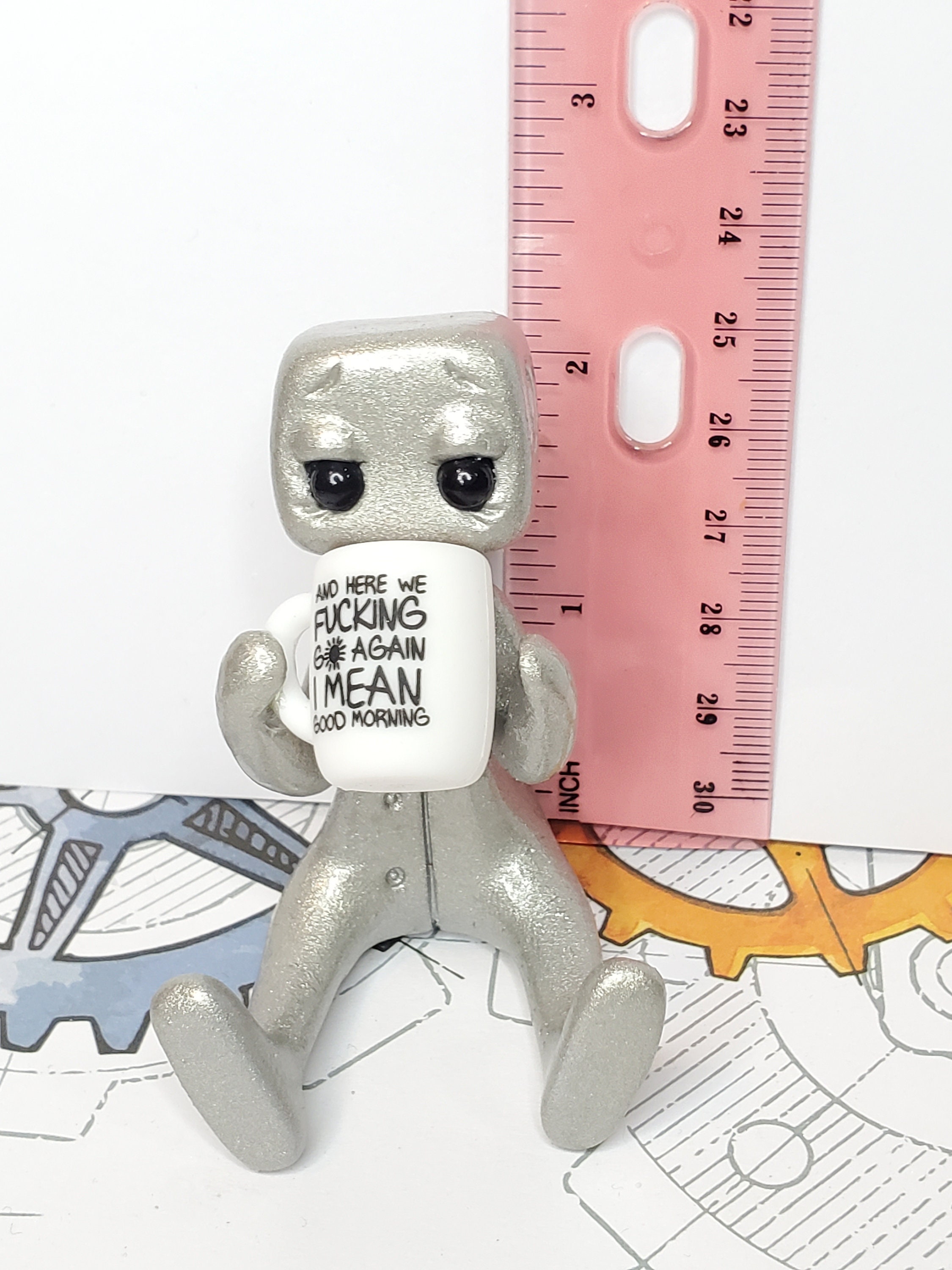 „Your Anxiety Is A Lying H*e“ Roboter-Figur – Niedliche Harz-Statue Für Den Schreibtisch, Motivierend & Witzig