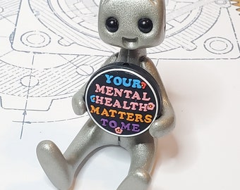 Your Mental Health Matters Robot Figurine Resin Art Toy Kawaii Desk Buddy