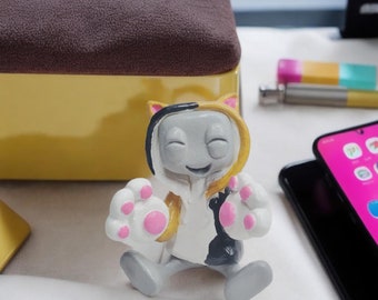 Cuddly Cat Hoodie Robot (Calico Ver.) Resin Art Toy Figure Kawaii Desk Friend Gift