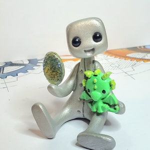 Dragon Trainer Robot Figurine Resin Art Toy Kawaii Desk Buddy