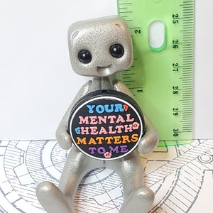 Your Mental Health Matters Robot Figurine Resin Art Toy Kawaii Desk Buddy image 7