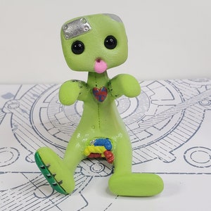 Zombie Robot Figure Green Resin Art Toy Kawaii Desk Friend Gift image 2