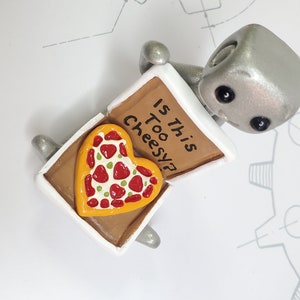 Pizza My Heart Robot Figurine Resin Desk Shelf Decor Gift image 5