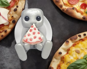 Pizza Robot Resin Art Toy Figure Kawaii Desk Friend Gift