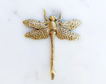 Brass Dragonfly Hook, Whimsical Wall Hanger