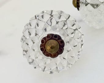 Faceted Glass Drawer Knob: Round with Antique Bronze Center