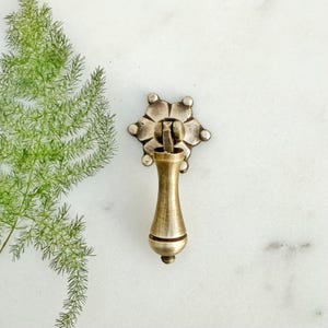 Vintage Style Brass Teardrop Dresser Pull - 2.5" Length