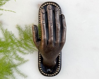 Metal Hand Hook, Victorian Style Jewelry Hanger, Beaded Border Towel Holder