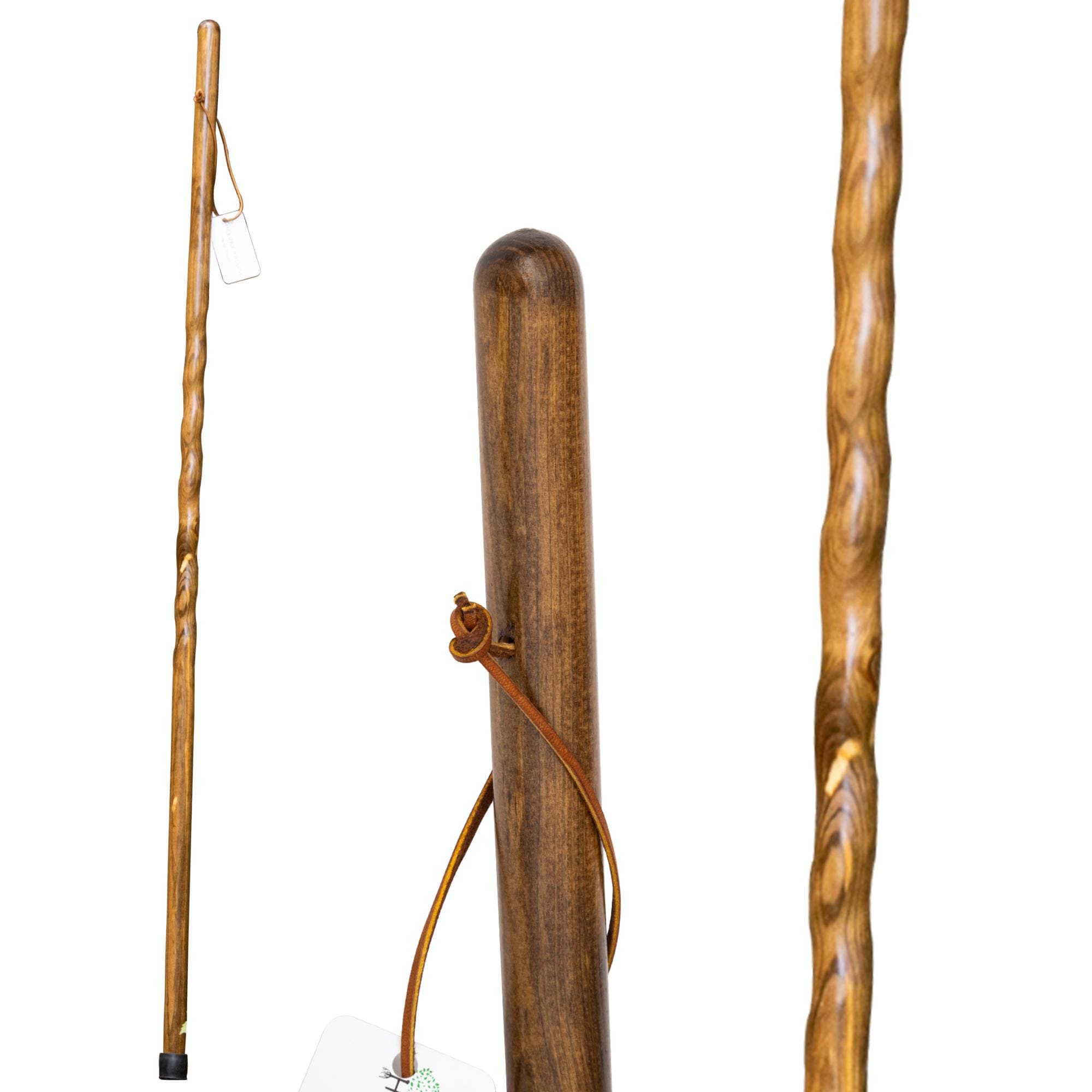 Handmade Barley Twist Walking Stick: Southern Yellow Pine Hiking Staff with Wrist Strap