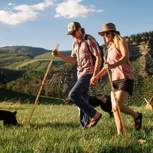 Wooden Walking & Hiking Stick – Handcrafted Barley Twist Staff by Hickory Hollow, 55” Yellow Pine, Rustic and Made in USA