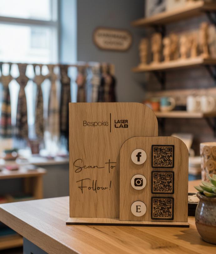 Bespoke Layered Oak QR or Acrylic Code Sign for Business | Modern ...