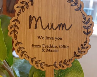 Personalised plant, flower marker. floral marker, gift for mum