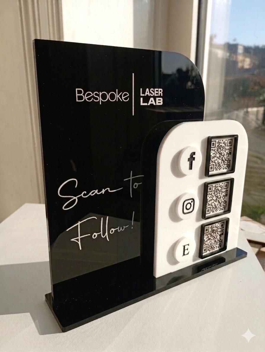 Bespoke Layered Oak QR or Acrylic Code Sign for Business | Modern ...