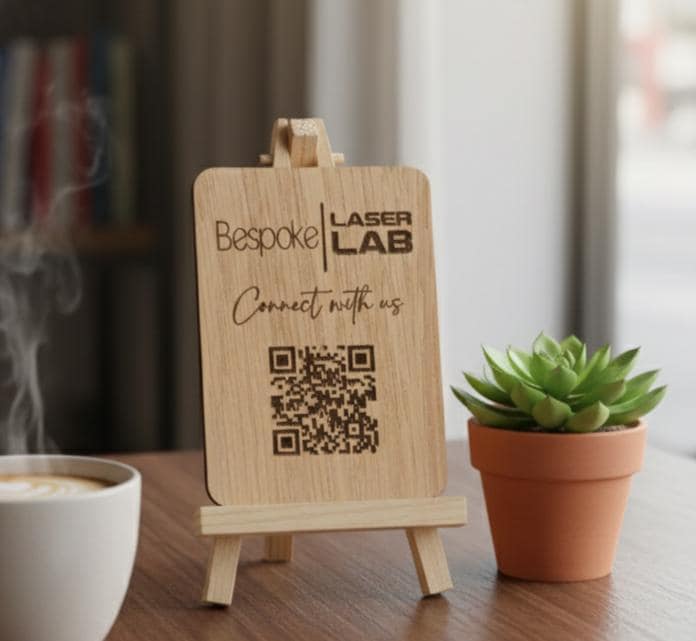 Bespoke Oak QR Code Sign | Small Business Social Media Plaque | Laser ...