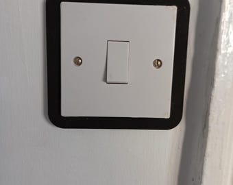 Black MDF Light Switch Surround: Modern Rounded Edge Frame