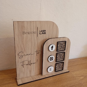 Bespoke Layered Oak QR or Acrylic Code Sign for Business | Modern ...
