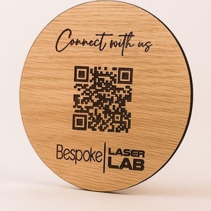 Targa in legno con codice QR WiFi: cartello aziendale Scan-Me (100 mm x 100 mm)