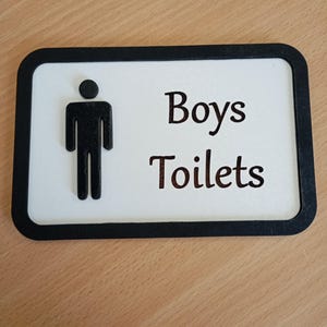 Boys Toilet Sign: Layered MDF Restroom Door Signage