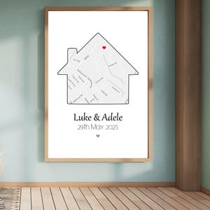 Stampa mappa casa personalizzata / Formato A3 o A4 / Carta lucida / Nome e data della coppia personalizzati - Cornice non inclusa