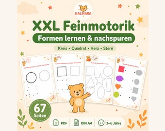 Learning shapes for children 4-6 years PDF | Tracing shapes preschool | Fine motor skills exercises kindergarten | German worksheets