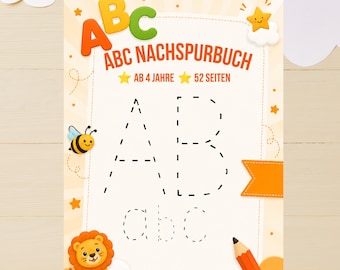 ABC Vorschule Übungsheft: Buchstaben schreiben lernen nachspuren – Arbeitsblätter für Kinder ab 4 Jahre – Feinmotorik & Grafomotorik