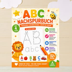 ABC Vorschule Übungsheft: Buchstaben schreiben lernen nachspuren – Arbeitsblätter für Kinder ab 4 Jahre – Feinmotorik & Grafomotorik