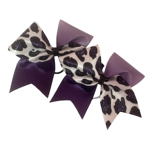 Purple Cheetah Satin Cheer Bow
