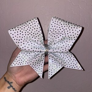White Glitter Crystal Cheer Bow