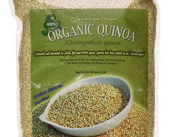 Indus Organics White Quinoa Seeds, 2 Lb Bag, 99% Purity, PreWashed, Gluten Free, GMOFree, FAT Free, BPA Free, VEGAN, Non gmo, Freshly Packed