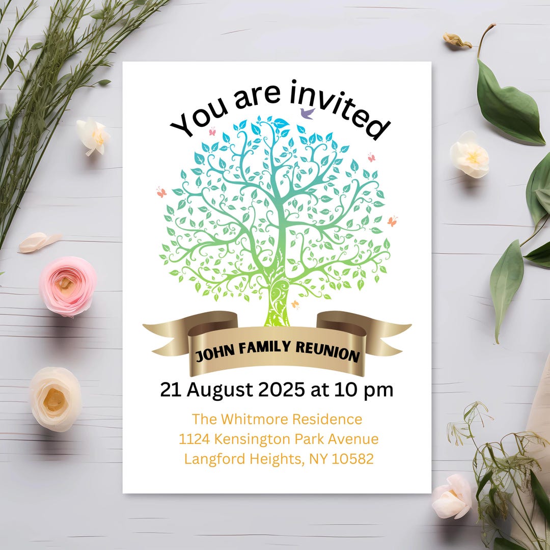 Invite Family Customizable Family Reunion Invitation - Instant Download, Elegant ...