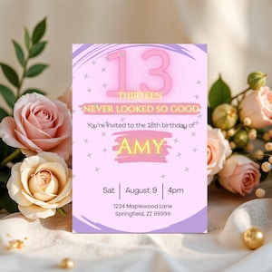 Whimsical 13th Birthday Invitation for Girls: Editable Digital Download