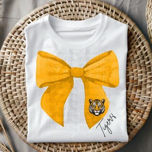 Tigers Mascot PNG: Preppy Bow Graphic (Digital Download)