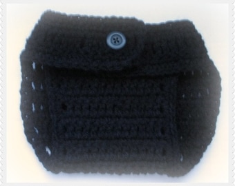 Crocheted Diaper cover, Black Nappy cover, Photo prop