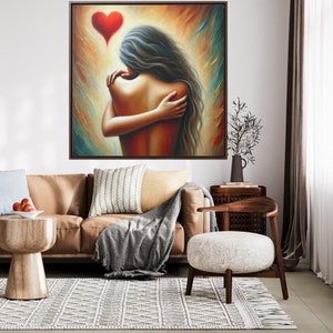 Emotional Art Canvas, Romantic Home Decor, Love Wall Art, Heartfelt Gift, Bedroom Decoration, Anniversary Present, Unique Artwork