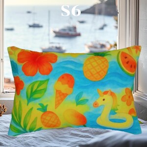 Tropical Summer Lumbar Pillow: Beach House Decor