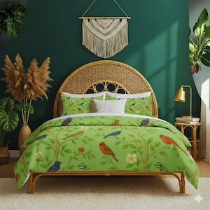 Dekbedovertrek vintage vogels: beddengoed met retro vogelprint
