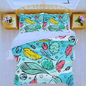 Funda nórdica floral colorida: ropa de cama de microfibra estilo boho