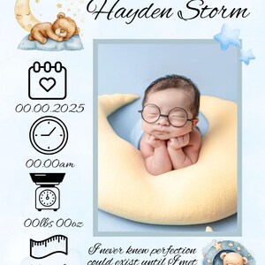 Statistiques de faire-part de bébé garçon avec des ours
