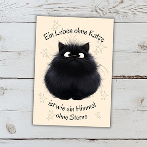 Karte, Katze, Katzenkarte, Katzenpostkarte, Karte Katze, schwarze Katze, Geburtstagskarte, Karte Geburtstag, Geschenk Katze,Katzengeburtstag